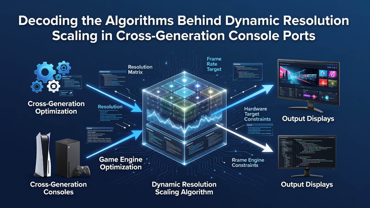Diagram illustrating dynamic resolution scaling algorithms applied during cross-generation console port development