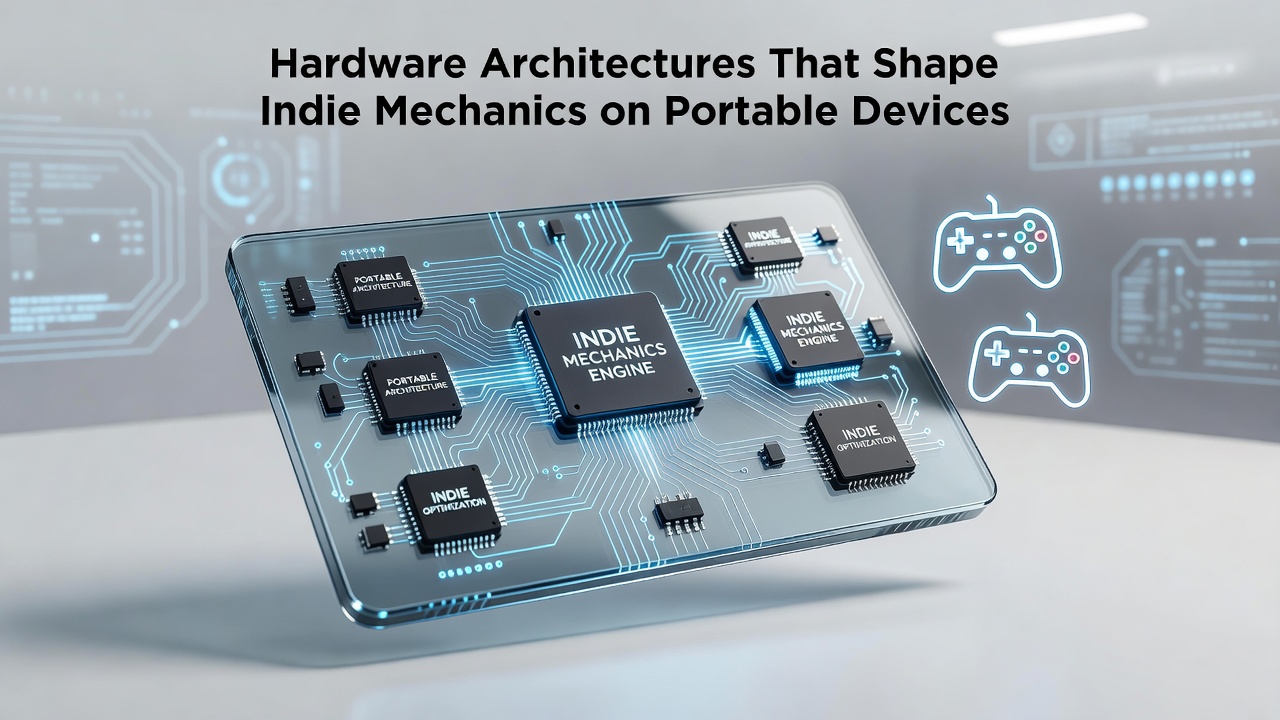 Close-up view of portable device hardware components including ARM processors and integrated GPUs used in indie game development