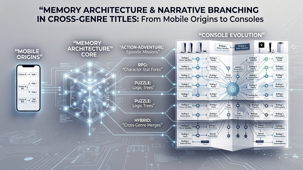 Comparison chart of narrative tree complexity in mobile versus console versions of the same game title