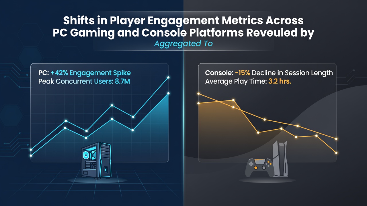 Detailed graphs comparing engagement metrics on PC versus console platforms