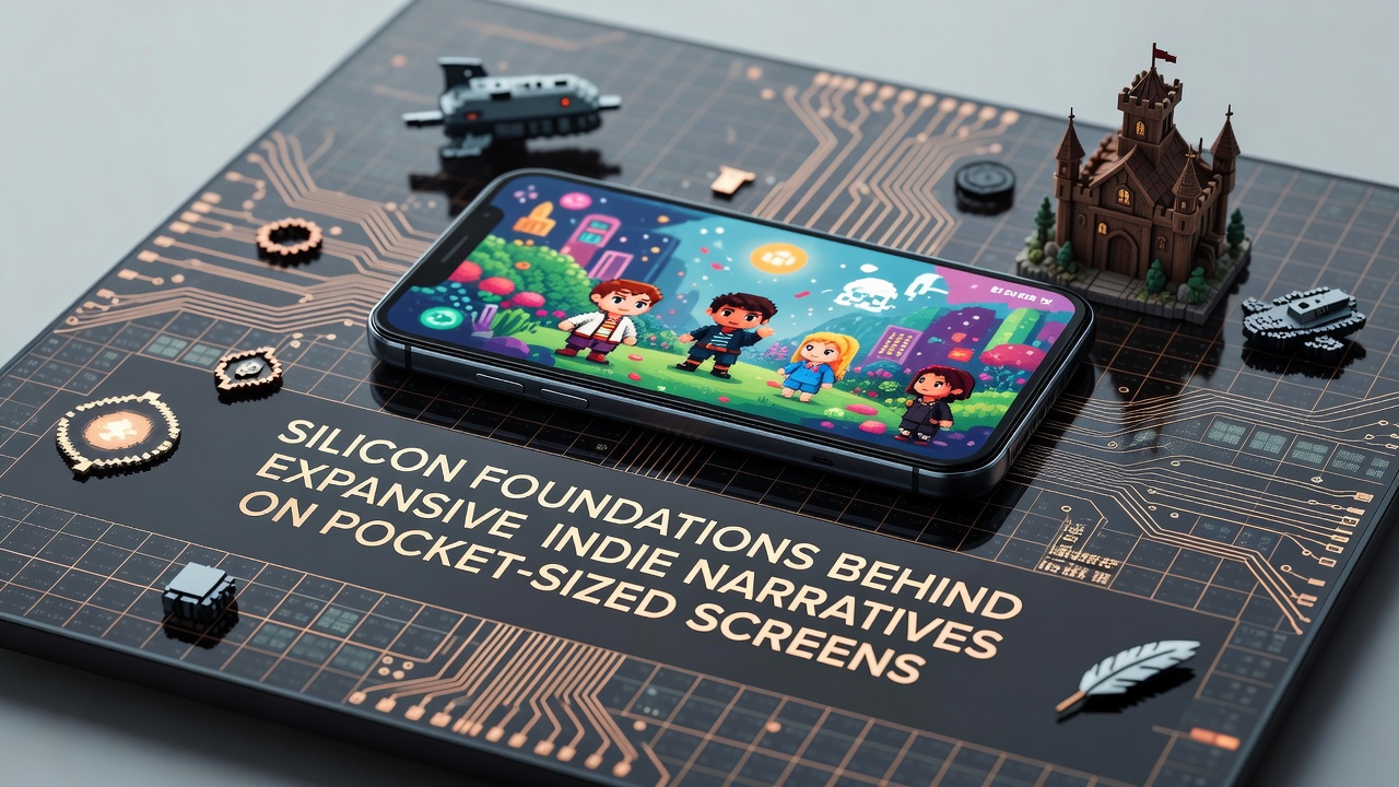 Close-up view of advanced mobile chipset architecture powering indie game development on smartphones