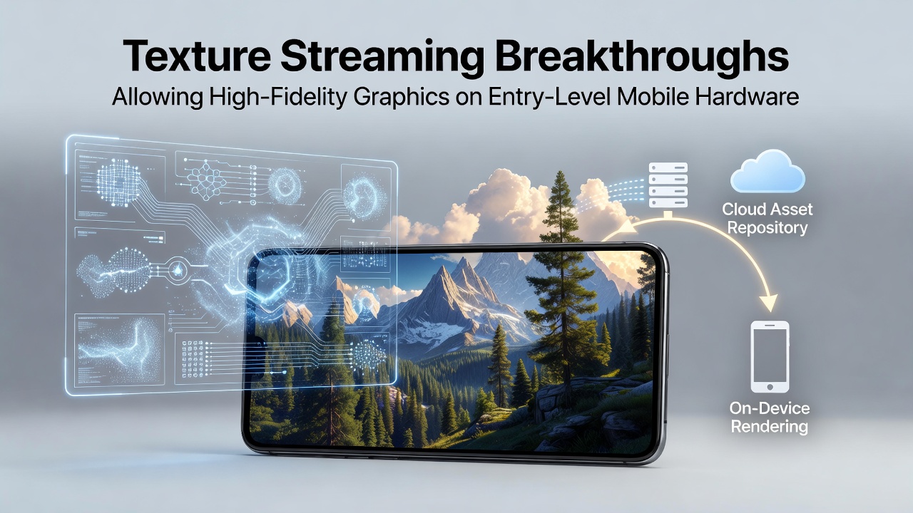 Comparison of game visuals on entry-level versus high-end mobile hardware using texture streaming